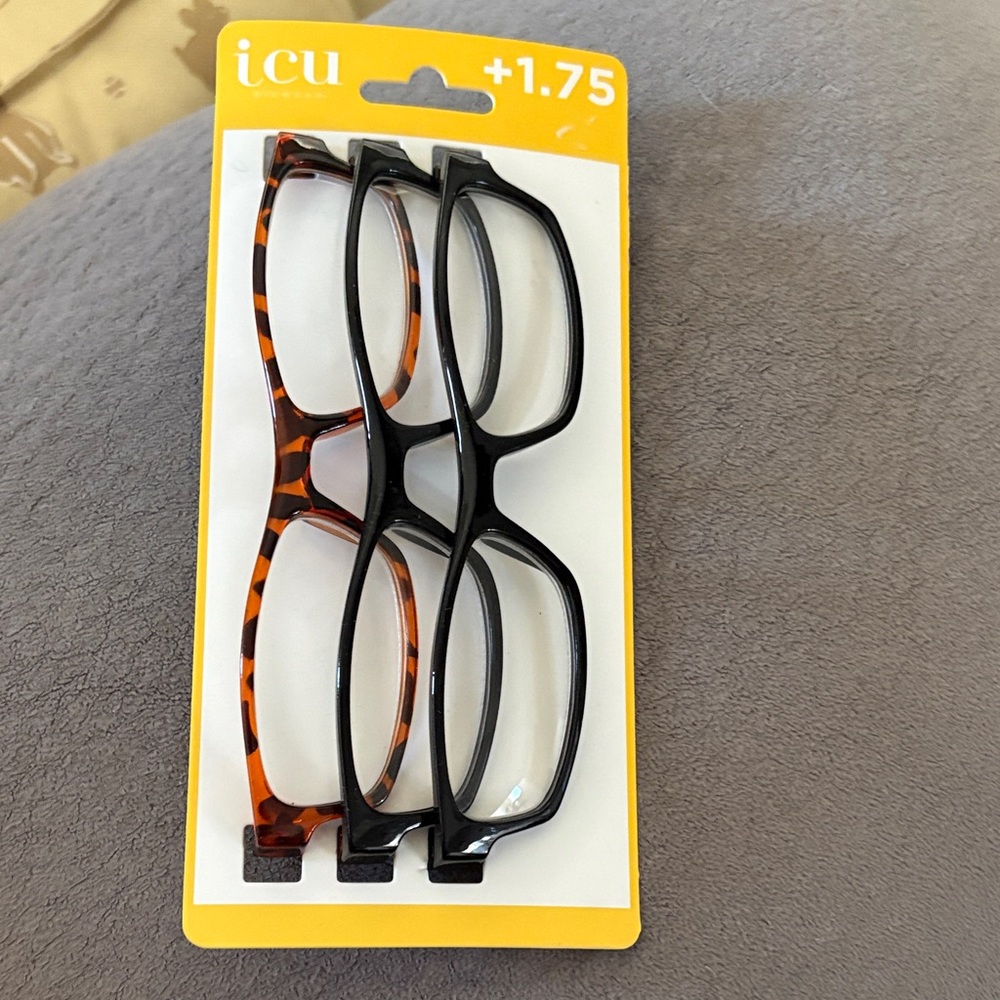 Women's Tortoise and Black Eye Glasses Set +1.75 (3 pack!)